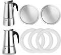 2 Pcs Filter with 3 Pcs Silicone Gasket Seals for 4 Cup Stovetop Espresso Coffee Maker Replacement Parts for Big Tummy and Straight Stainless Steel Moka Pot