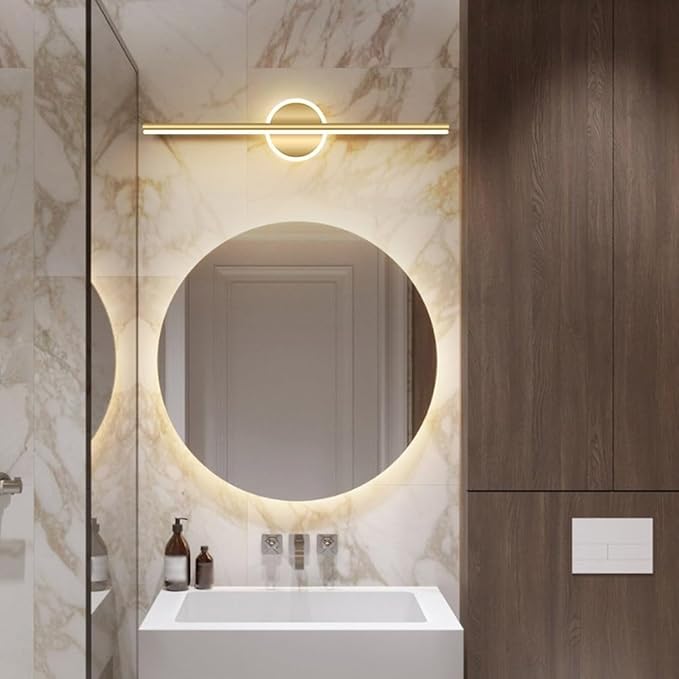 LTSRLL Frameless Illuminated LED Bathroom Wall Mirror with Touch, Demister Pad and Dimmable Lights & 3 Colors for Makeup Shaving and Bath Vanity IP44(Backlight,50cm/19.7in)