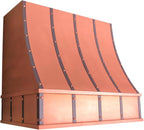 CT Copper Tailor Sloped Copper Vent Hood Wall Mount,48'' W,42''H, 1150 CFM Exhaust Fan,Stainless Steel Vent,LED Light,Dishwasher-Safe Baffle Filters,VH8TR1