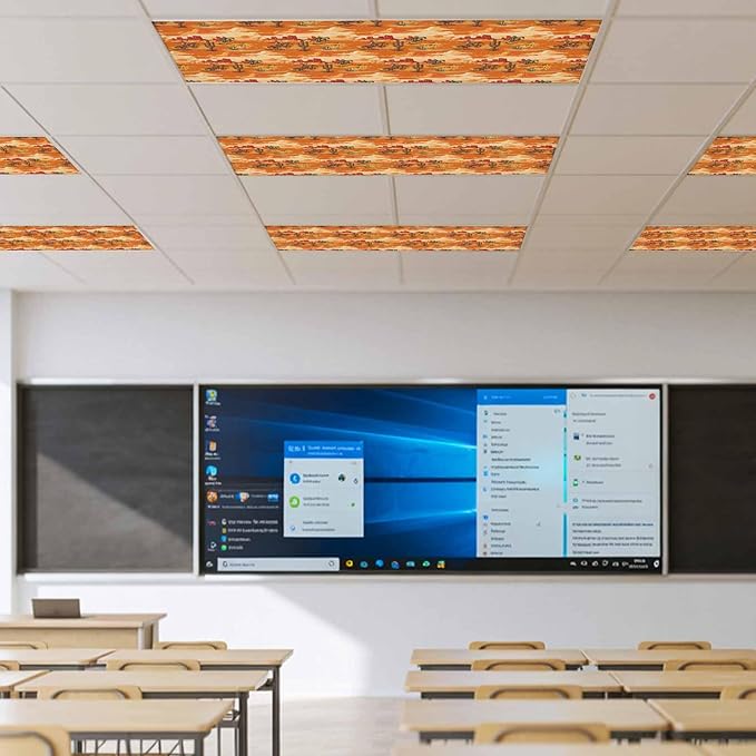 Tropical Plant Cactus Fluorescent Light Covers 3 Pack Western Cowboy Horse Sunset Deserts Orange Magnetic Fluorescent Ceiling Lights Filters for Office Classroom Home Drop Ceiling 4x2 Feet