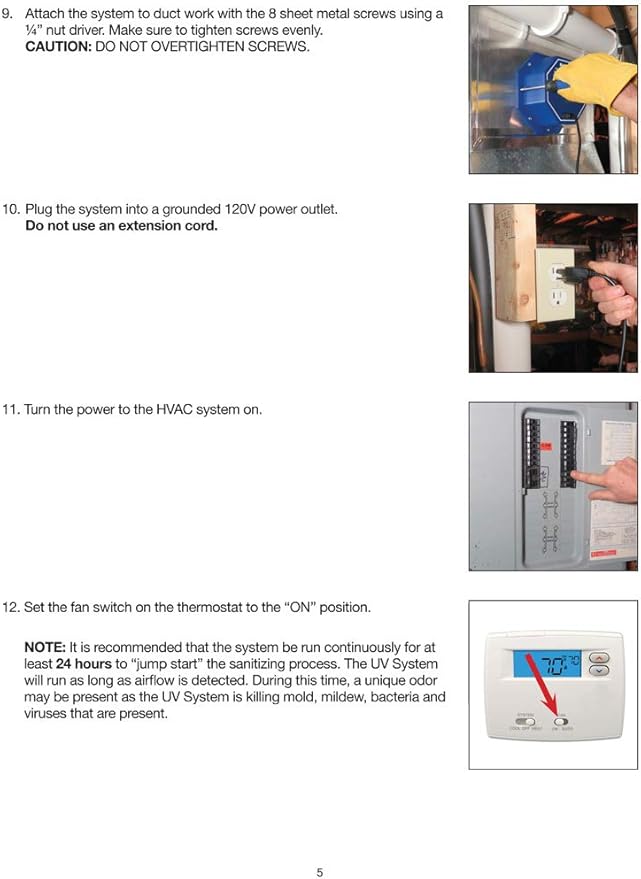 OdorStop OS14412PRO1 UV Air Purifier with Energy Saving Airflow Sensor and 12-in Bulbs