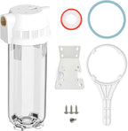 Whole House/RV Water Filter Housing Clear, 10" X 2.5" Inline Sediment Water Filter for RV, Home, Garden, Aquarium, Maple Syrup RO System, 3/4" NPT Brass Port,R-Type O-Ring,Heavy Duty Bracket-1025CBH