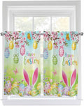 Easter Kitchen Curtains 54 Inches length, Spring Bunny Colorful Rabbit Eggs Butterfly Blue Green Window Treatment Curtain Drapes, Thermal Insulated Drapes for Basement Hotel RV, 42"x54", 2 Panels