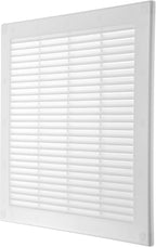 Repa Market 12 x 12 Inch (Outer) White Square Air Vent Cover - Plastic Fresh Air Intake Vent - AC Cover with Nylon Mesh Screen, Wall, Ceiling HVAC Return Air Register, Modern Soffit Vents
