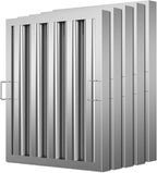 Stainless Steel Commercial Kitchen Hood Filter, 15.5W x 19.5H Inch Range Baffle Grease Rated Commercial Kitchen Exhaust Hood 4 Grooves Hood Filter (5 Pack)