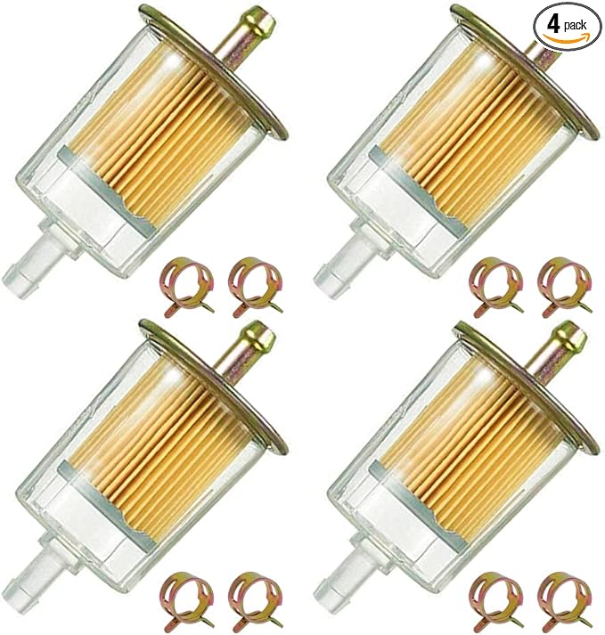 4PCS 5/16" Universal Fuel Filters with 8PCS 14mm Hose Clamps Gas Inline Fuel Filter Replacement for Motorcycles, Cars, Trucks HE007