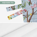 Easter Tie Up Valance Curtains for Windows, Kitchen Curtains Window Shades, Spring Watercolor Bunny Eggs Flower Wood Grain Blue Light Filtering Roman Curtain Valances for Bedroom/Bathroom/Cafe 54"x18"