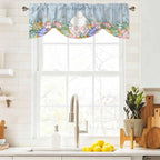 Spring Easter Tie Up Valance Curtains for Windows, Kitchen Curtains Window Shades, Rabbit Ears Foot Colorful Eggs Wooden Plank Light Filtering Roman Curtain Valances for Bedroom/Bathroom/Cafe 42"x18"