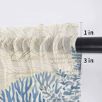 Ocean Corals Sheer Valance Curtains, Summer Beach Coral Sea Stars Retro Texture Light Filtering Kitchen Valances Rod Pocket Voile Curtain Window Treatment for Bedroom/Living Room/Basement 42Wx12L