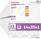 Honeywell 14x25x1 MERV 12 Electrostatic Pleated HVAC AC Furnace Air Filter (12-Pack) | Replacement Filter for Home Use | Made in USA