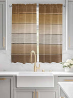 Vintage Brown Gradient Wood Grain Window Valance Curtains, Farmhouse Wood Barn Light Filtering Kitchen Valance with 3-inch Rod Pocket for Living Room Bathroom Bedroom,2 Panel,42x63In