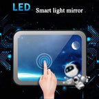 Bathroom Mirror with LED Light and Demister Pad Wall Mounted Mirror Makeup Shaving Mirror Smart Touch Switch (Black 700 * 900mm)