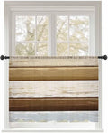 Sheer Curtains 54 Inch Length, Wood Grain Brown Semi Sheer Curtains Light Filtering Window Treatment, Farmhouse Vintage Country Geometric Privacy Voile Drapes for Living Room Bedroom 52x54 Inch