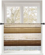 Sheer Curtains 54 Inch Length, Wood Grain Brown Semi Sheer Curtains Light Filtering Window Treatment, Farmhouse Vintage Country Geometric Privacy Voile Drapes for Living Room Bedroom 52x54 Inch
