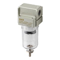 SNS 1/4" NPT Compressed Air Line Filter, 5 Micron Brass Element, Bracket, Poly Bowl,Semi-automatic type 150 psi (AF2000-N02)