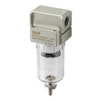 SNS 1/4" NPT Compressed Air Line Filter, 5 Micron Brass Element, Bracket, Poly Bowl,Semi-automatic type 150 psi (AF2000-N02)