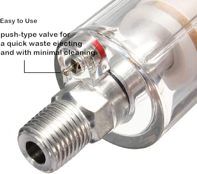 beduan Water Oil Separator Filter, 1/4" NPT Male and Female Thread Spray Gun Filters Air Compressor Fitting Compressed Orange（Pack of 2）