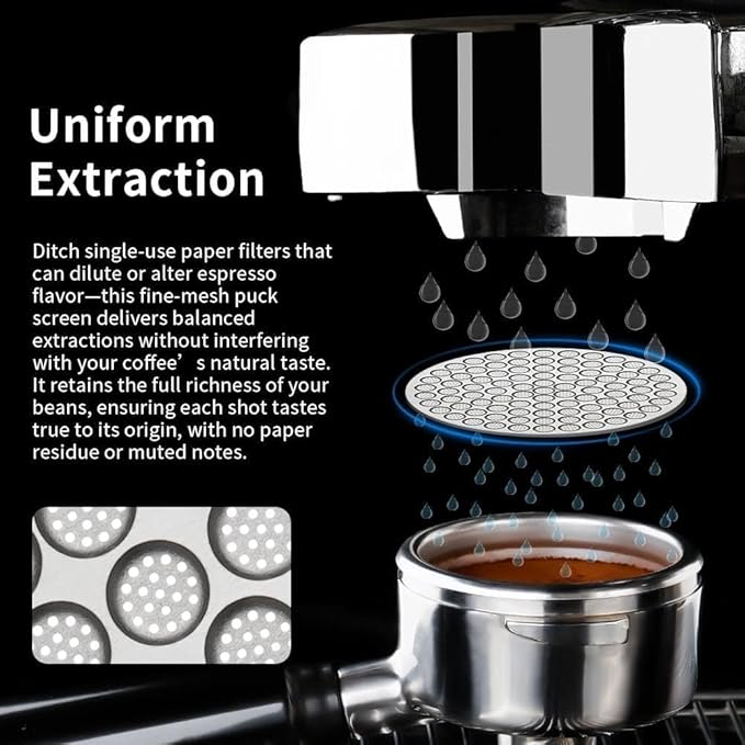 watchget 53mm Espresso Puck Screen Reusable Mesh Coffee Filter 0.8mm Thickness Puck Screen Stainless Steel Lower Shower Screen for 54mm Protafilter Basket