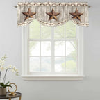 Western Texas Star Retro Tie Up Valance Curtains for Windows, Kitchen Curtains Window Shades, Country Farmhouse Gray Wood Grain Light Filtering Roman Curtain Valances for Bedroom/Bathroom/Cafe 42"x12"