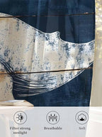Sheer Curtains 108 Inches Long, Ocean Whale Blue Semi Sheer Curtains Light Filtering Window Treatment, Coastal Vintage Wooden Grain Privacy Voile Drapes for Living Room Bedroom 52x108 Inch