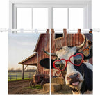 Farm Cows Kitchen Curtains 45 Inch Length, Short Cafe Window Curtains Tab Top, Farmhouse Barn Funny Animals Butterfly Light Filtering Window Treatments Tier Drapes 27.5"x45" 2 Panel