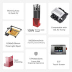 Longer RAY5 10W Laser Engraver with Air Pump, Limit Switch Kit and Y-Axis Extension Kit, Expand Working Area to 33.46" x 15.75", 3.5” Color Touch Screen, DIY Engraver Tool for Metal/Glass/Wood