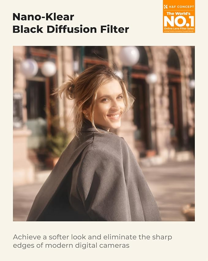 K&F CONCEPT 52mm Black Diffusion 1/2 Filter Mist Cinematic Effect Filter with 18 Multi-Layer Coatings for Video/Vlog/Portrait Photography (K-Series)