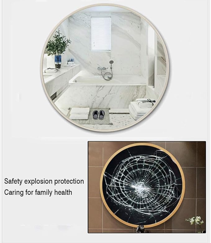 Round LED Bathroom Mirror Demister Pad IP44 Vanity Large Mirror Cold Light Dressing Wall Mirror (Color : Cold Light Size : 60cm) (Gold 80cm)