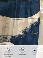 Sheer Curtains 72 Inches Long, Ocean Whale Blue Semi Sheer Curtains Light Filtering Window Treatment, Summer Coastal Vintage Wood Grain Privacy Voile Drapes for Living Room Bedroom 52x72 Inch