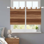 Brown Western Kitchen Curtains 24 Inch Length, Small Window Curtains Tab Top, Vintage Farmhouse Wood Barn Door Light Filtering Short Window Treatments Tier Drapes 27.5"x24" 2 Panel