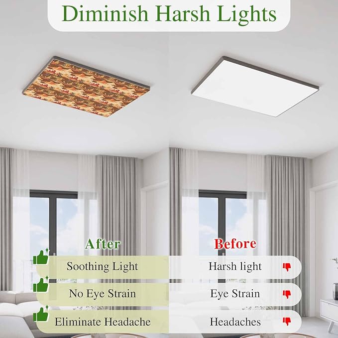 Tropical Plant Cactus Fluorescent Light Covers 4 Pack Western Cowboy Horse Sunset Deserts Brown Magnetic Fluorescent Ceiling Lights Filters for Office Classroom Home Drop Ceiling 4x2 Feet