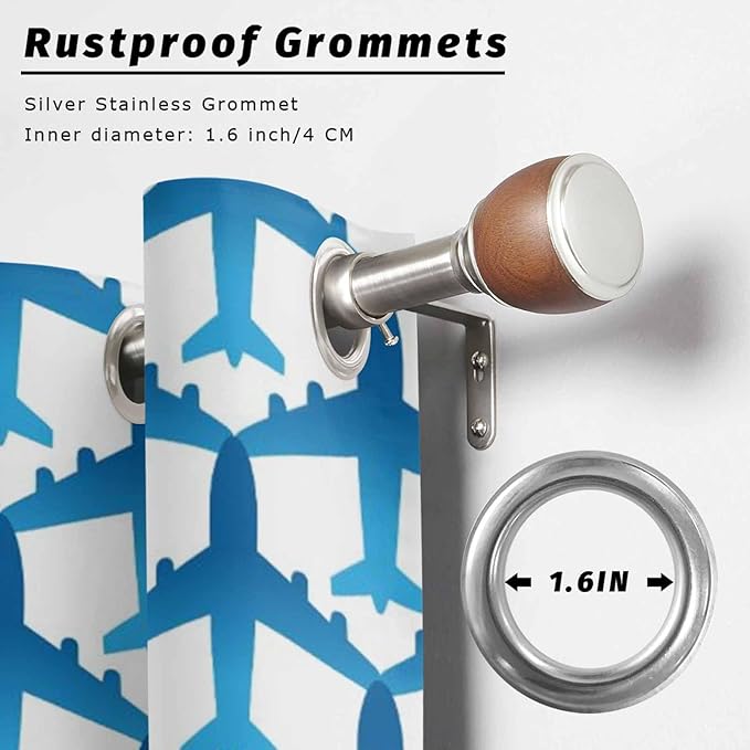 Outdoor Curtains for Patio Waterproof Weatherproof Blue Aircraft Porch Curtains for Outside Modern Abstract Art Gradient Airplane Grommet Privacy Drapes for Pergola Gazebo Cabana, 2 Panels,54W"x95"L