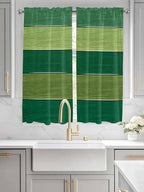 Farm Retro Green Wood Grain Window Valance Curtains, Rustic Wooden Plank Texture Light Filtering Kitchen Valance with 3-inch Rod Pocket for Living Room Bathroom Bedroom,2 Panel,52x72In