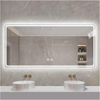 Smart Illuminated LED Bathroom Mirror，Bathroom Mirror with LED Lights，Energy-Saving LED Smart Mirrors，LED Mirror for Bathroom，with Demister Pad and Smart Touch Switch(H50*W70cm/H19.7*W27.6IN)