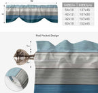 Blue Ombre Wooden Tie Up Valance Curtains for Windows, Kitchen Curtains Window Shades, Farmhouse Retro Wood Gradient Light Filtering Roman Curtain Valances for Bedroom/Bathroom/Cafe 54"x18"