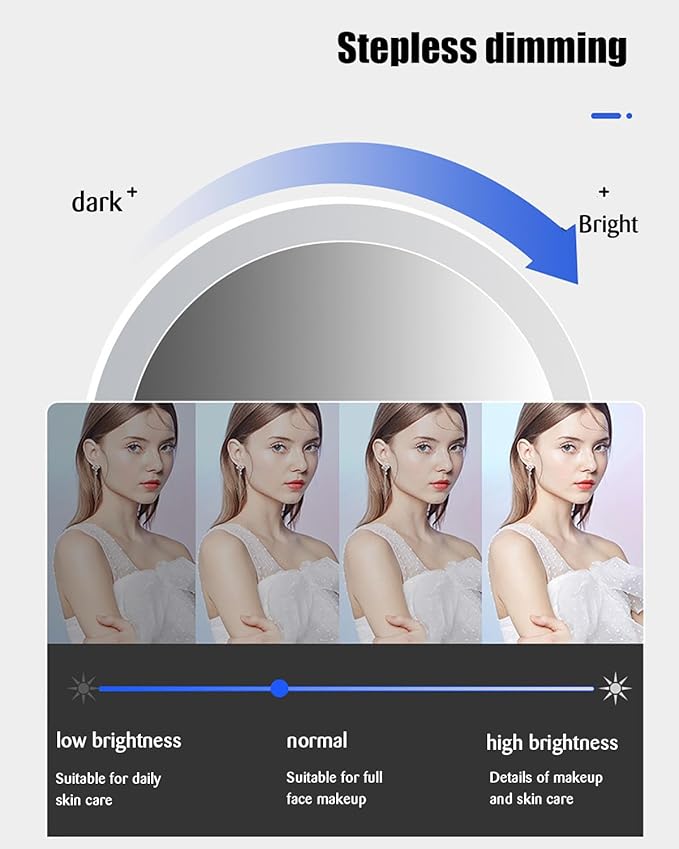 JSLJDM 500X500 mm Illuminated Backlit LED Bathroom Mirror, Wall Mounted Multifunction Bathroom Vanity Mirror with Lights and Demister Pad, Energy-Saving Illuminated Smart Mirror 50cm tricolorlight