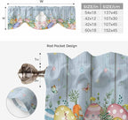 Spring Easter Tie Up Valance Curtains for Windows, Kitchen Curtains Window Shades, Rabbit Ears Foot Colorful Eggs Wooden Plank Light Filtering Roman Curtain Valances for Bedroom/Bathroom/Cafe 42"x12"