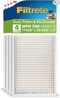 Filtrete 17 5/8x35 5/8x1 AC Furnace Air Filter, MERV 8, MPR 700, Tough on Pollen, Easy on Airflow, 3-Month Pleated 1-Inch Electrostatic Air Cleaning Filter,4-Pack (Actual Size 17.44 x 35.44 x 0.65 in)