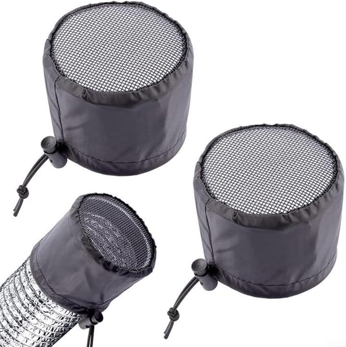 FABULETTA 2Pcs Grow Tent Vent Cover Set 4in 6in 8in Waterproof Oxford Cloth Mesh Duct Filter with Elastic Band and Fixed Buckle for Plant Greenhouse Airflow Dust and Pest Control(8in)