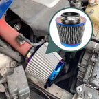 Cold Air Intake Filter, High Performance, Washable Filter, Clamp-On Replacement Air Filter, Flange Diameter 3inch/76mm Carbon Fiber Pattern