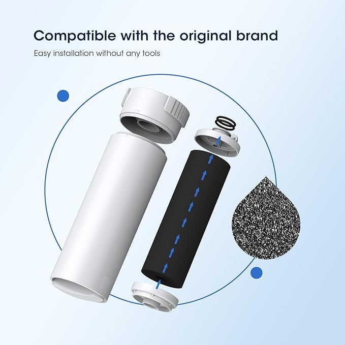 GLACIER FRESH Water Filter Compatible with XWFE (Built-in CHIP), Replacement for GE XWFE, XWF Refrigerator Water Filter NSF/ANSI 42 Certification Pack of 2