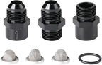 8AN Inline Fuel & Oil Feed Filter Set with 30 80 150 Micron Elements Aluminum Black