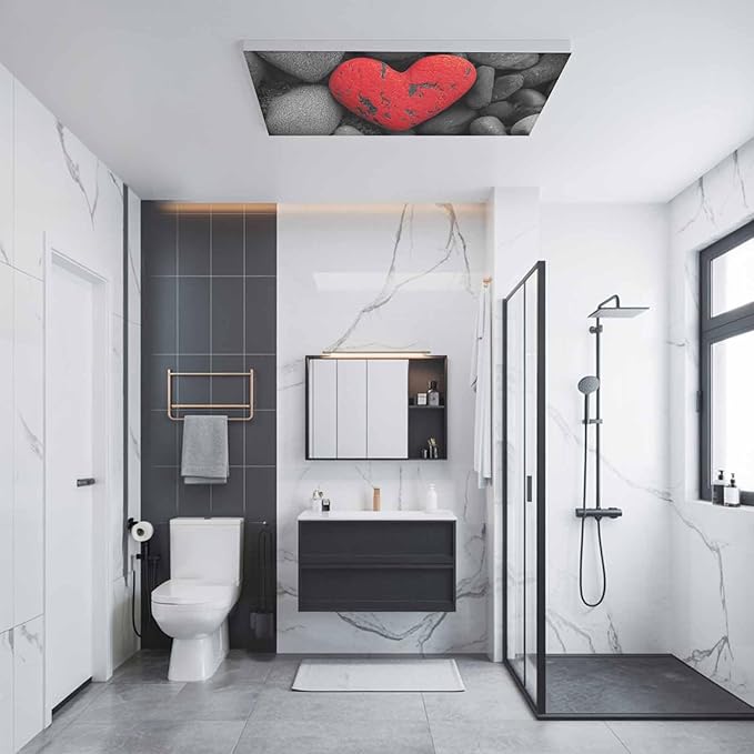Fluorescent Light Covers for Ceiling Lights Love Heart Stone Magnetic Light Filters 2 Pack 4x2 ft Black Red Ceiling Lights Cover for Classroom Office School Home Drop Lamp Decor