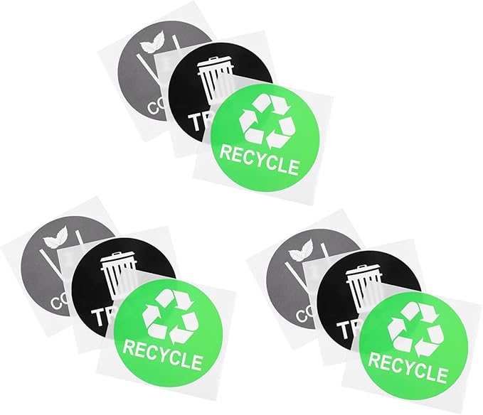9pcs Trash Can Classification Stickers Recycling Labels for Easy Waste Sorting Removable Self-Adhesive Stickers and Trash Bin