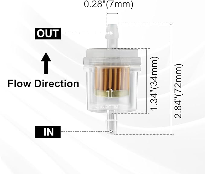 Inline Fuel Filter 1/4" Replace for Motorcycle Mini Bike Dirt Bike Moped ATV Scooter Go Kart Small Engine Lawn Mower Snow Blower Parts Universal 40 Micron Gas Fuel Filter 10 Pack