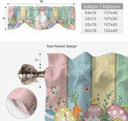 Easter Tie Up Valance Curtains for Windows, Kitchen Curtains Window Shades, Spring Rabbit Ears Foot Eggs Floral Wooden Grain Light Filtering Roman Curtain Valances for Bedroom/Bathroom/Cafe 60"x18"