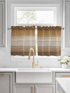 Vintage Brown Gradient Wood Grain Window Valance Curtains, Farmhouse Wood Barn Light Filtering Kitchen Valance with 3-inch Rod Pocket for Living Room Bathroom Bedroom,2 Panel,27.5x24In