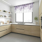 Eucalyptus Leaves Sheer Valance Curtains, Purple Leaves Idyllic Winds Farmhouses Light Filtering Kitchen Valances Rod Pocket Voile Curtain Window Treatment for Bedroom/Living Room/Basement 60Wx18L