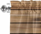 Kitchen Valances for Window, Farm Sunflower on Vintage Wood Grain Light Filtering Rod Pocket Valance Curtain, Spring Country Plant Short Curtains Window Topper for Bedroom Living Room 42x12in