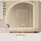 Bathroom Wall Mounted Mirror, LED Illuminated Vanity Mirror with Demister Pad, Mirror for Wall Decor Mirror with Anti-Fog, Dimmable Light Function, Touch Switch (Color : Left Cut, Size : 27.5